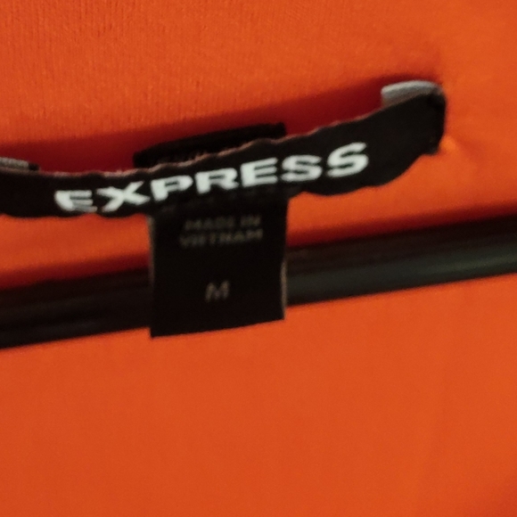 Express Orange Wrap Midi Dress Puff Sleeve V-Neck Size Medium - Picture 4 of 6